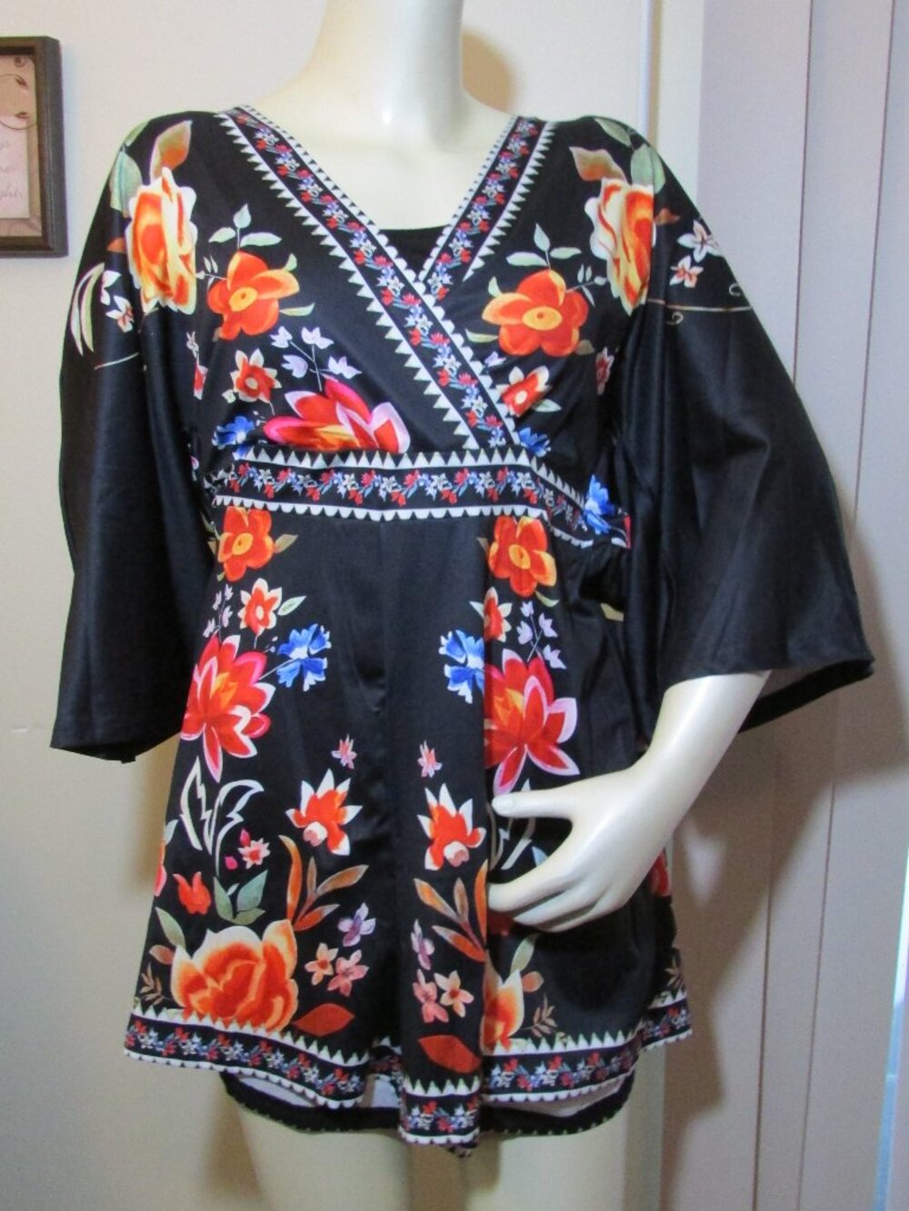 Romper - Swim Coverup - Black Floral